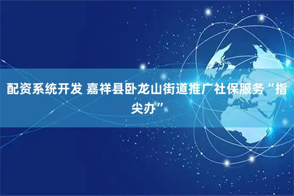 配资系统开发 嘉祥县卧龙山街道推广社保服务“指尖办”