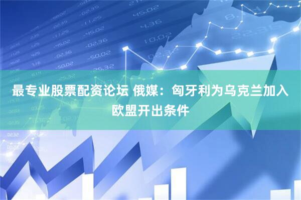 最专业股票配资论坛 俄媒：匈牙利为乌克兰加入欧盟开出条件